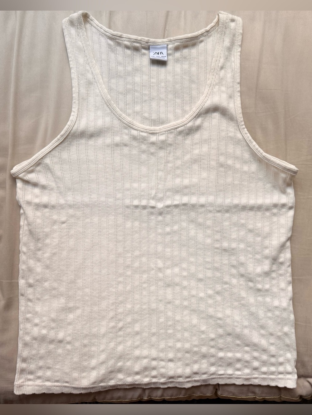 Cream Ribbed Tank - Large ZARA - Picture 2 of 2